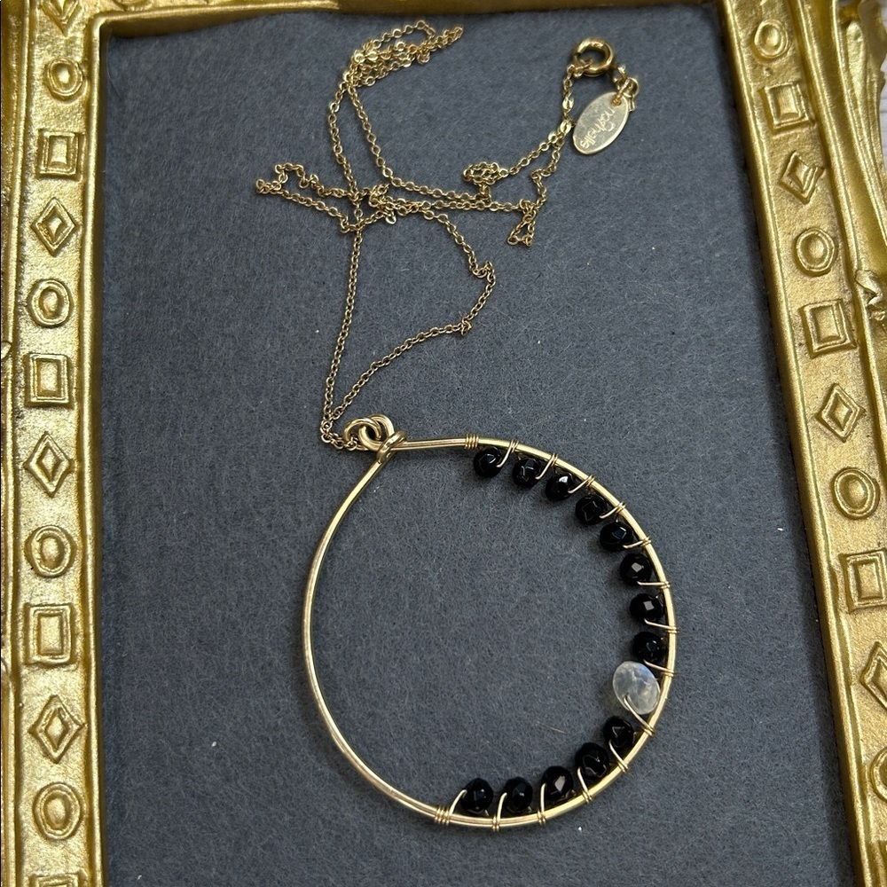 Nashelle Gold Plated and Black Crystal Pendant Necklace